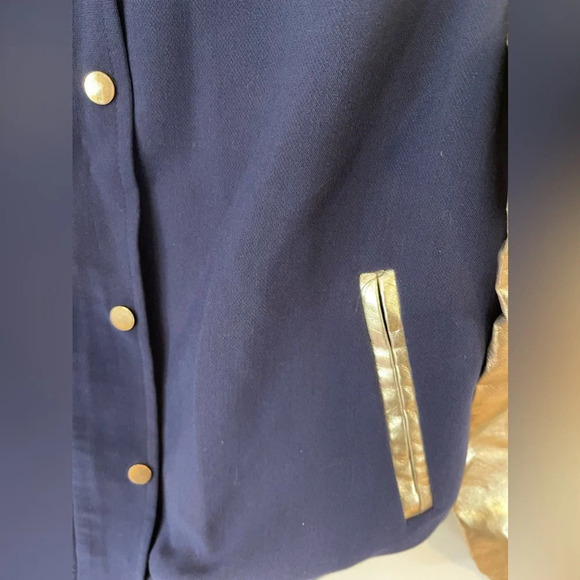 Fauberg Du Temple Blue varsity gold bomber jacket - Picture 5 of 7